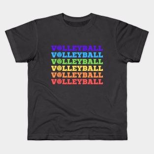 Rainbow Volleyball Text Kids T-Shirt